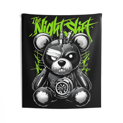 Tattered Teddy Indoor Wall Tapestries - Shop Banner 50" × 60" Printify by The Night Shift Automotive Apparel