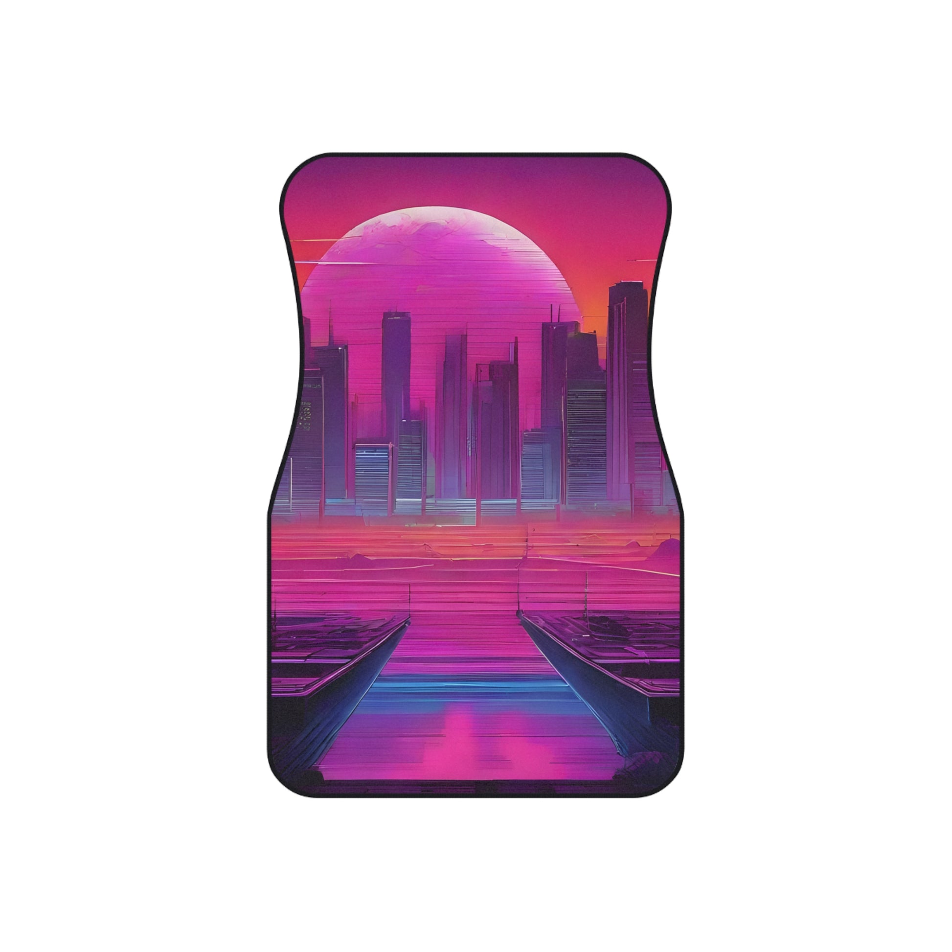 Sunset Synthwave-Premium, High Quality Car Floor Mats (Set of 2 Front Floor Mats) Printify by The Night Shift Automotive Apparel