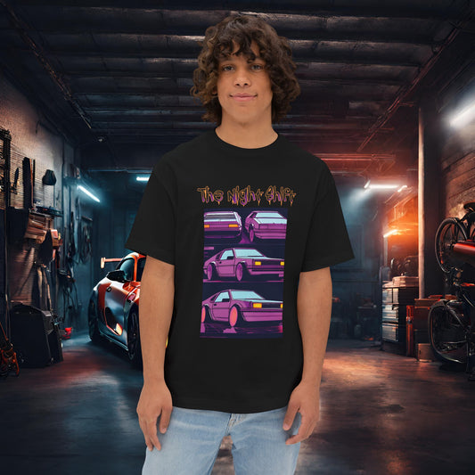Time Warp-Premium, Ultra Soft Synthwave Unisex Oversized Boxy Tee Black Printify by The Night Shift Automotive Apparel