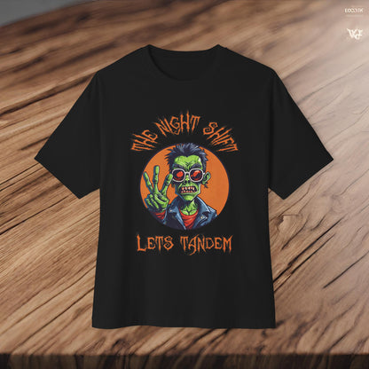 Lets Tandem Drift Zombie-Premium, Ultra Soft Unisex Oversized Boxy Tee Printify by The Night Shift Automotive Apparel