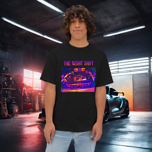VQ37VHR Single Turbo-Premium, Ultra Soft Synthwave Unisex Oversized Boxy Tee Black Printify by The Night Shift Automotive Apparel