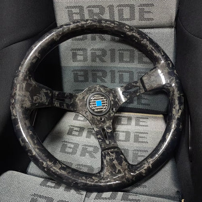 Real Forged Carbon Fiber 340mm Steering Wheel The Night Shift Performance Street Gear by The Night Shift Automotive Apparel