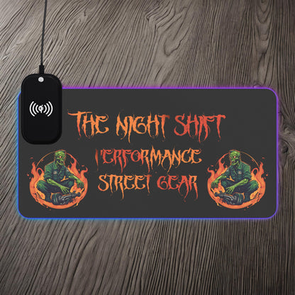 The Night Shift Performance Street Gear Logo-LED Gaming Mouse Pad with Wireless Charging 23.6" × 11.8" Rectangle 15W Printify by The Night Shift Automotive Apparel