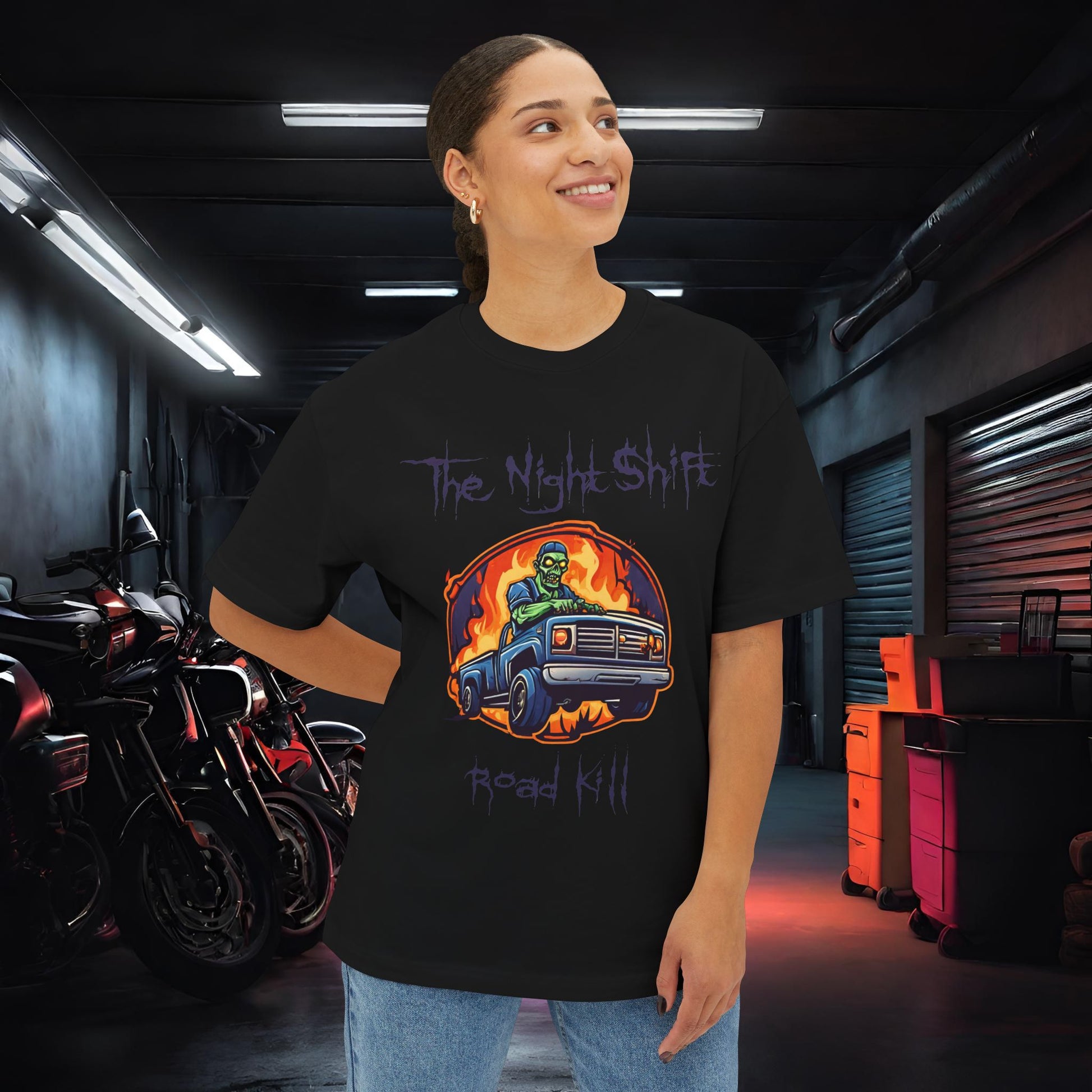 Road Kill-Premium, Ultra Soft Unisex Oversized Boxy Tee Printify by The Night Shift Automotive Apparel