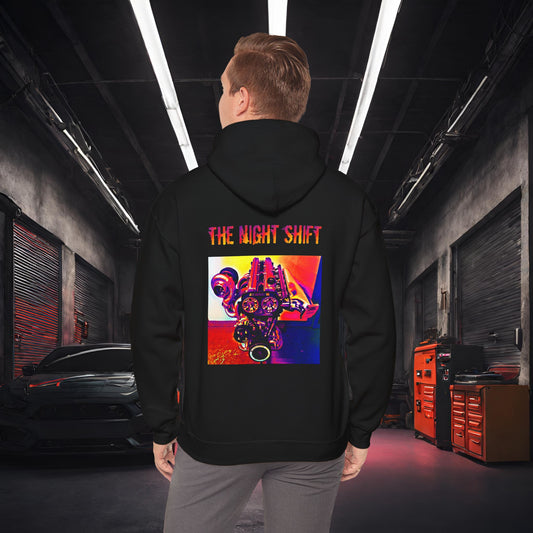 2JZ-GTE Single Turbo Synthwave-Premium, Ultra Soft Unisex Hoodie Black Printify by The Night Shift Automotive Apparel