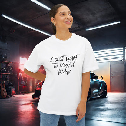 I Just Want To Run A Train-Premium, Ultra Soft Unisex Oversized Boxy Tee Printify by The Night Shift Automotive Apparel
