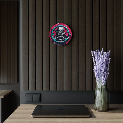 Grim Reaper Steering Wheel-Acrylic Wall Clock Printify by The Night Shift Automotive Apparel