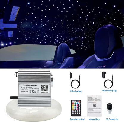 Starlight Headliner Kit-10W Fiber Optic With Meteor Effect, Music, App, Remote Control For Home And Car The Night Shift Performance Street Gear by The Night Shift Automotive Apparel