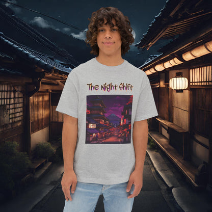 Volcanic Japanese Village-Premium, Ultra Soft Unisex Oversized Boxy Tee Athletic Heather Printify by The Night Shift Automotive Apparel