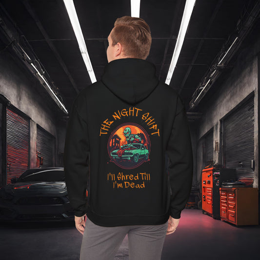 Death Trap Shred 'Till I'm Dead-Ultra Soft, Premium Hoodie Black Printify by The Night Shift Automotive Apparel