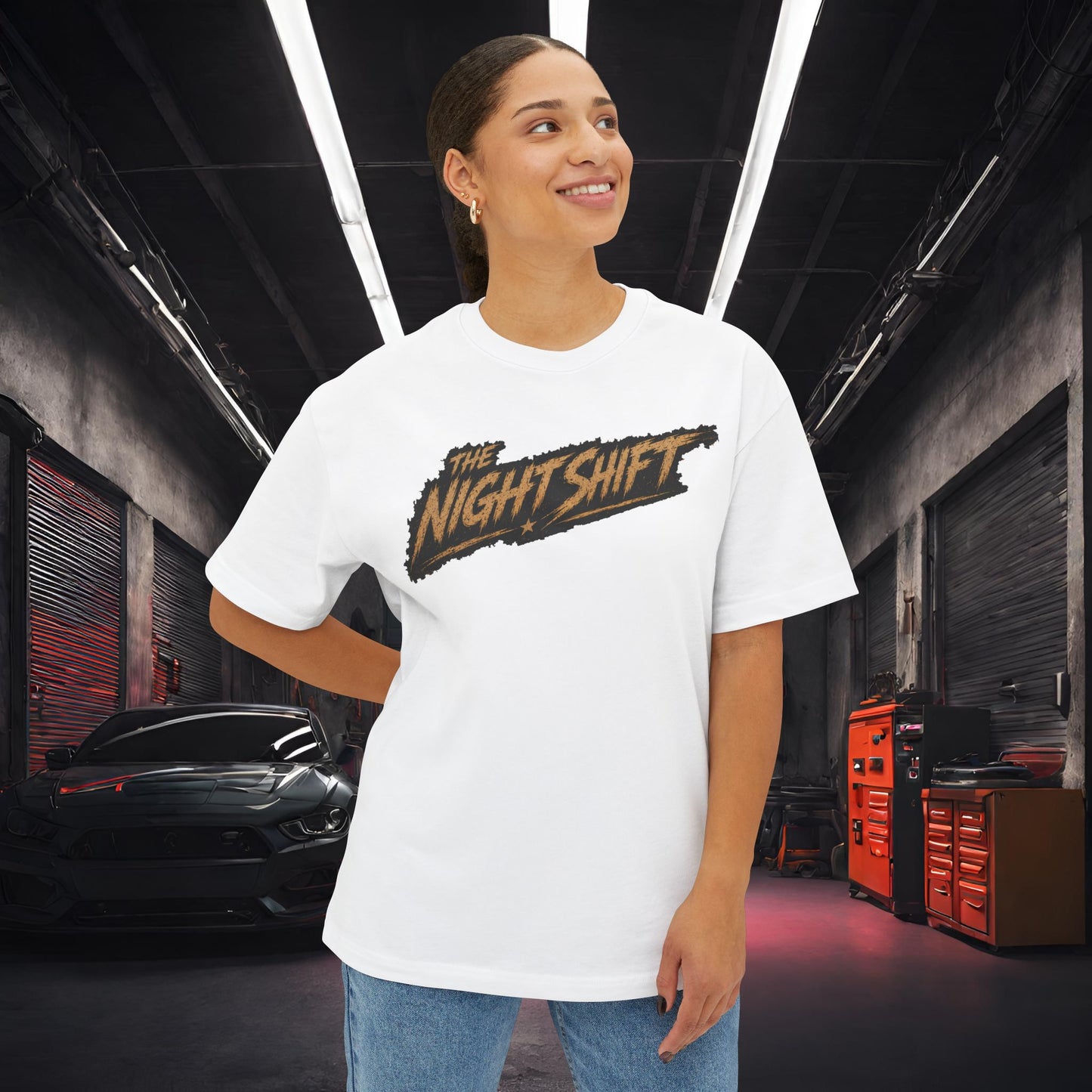 BMW M3 E90 Street Drift-Premium, Ultra Soft Unisex Oversized Boxy Tee Printify by The Night Shift Automotive Apparel