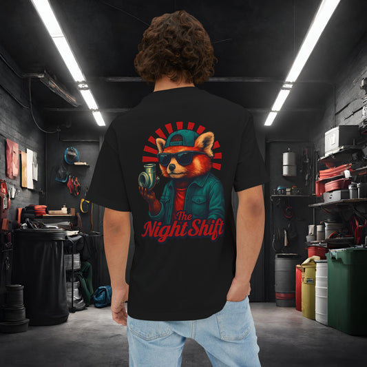 Good Vibes Red Panda-Premium, Ultra Soft Unisex Oversized Boxy Tee Black Printify by The Night Shift Automotive Apparel
