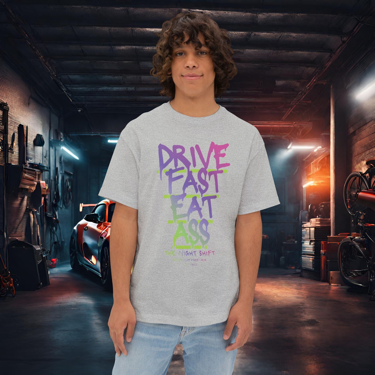 Drive Fast, Eat Ass-Premium, Ultra Soft Unisex Oversized Boxy Tee