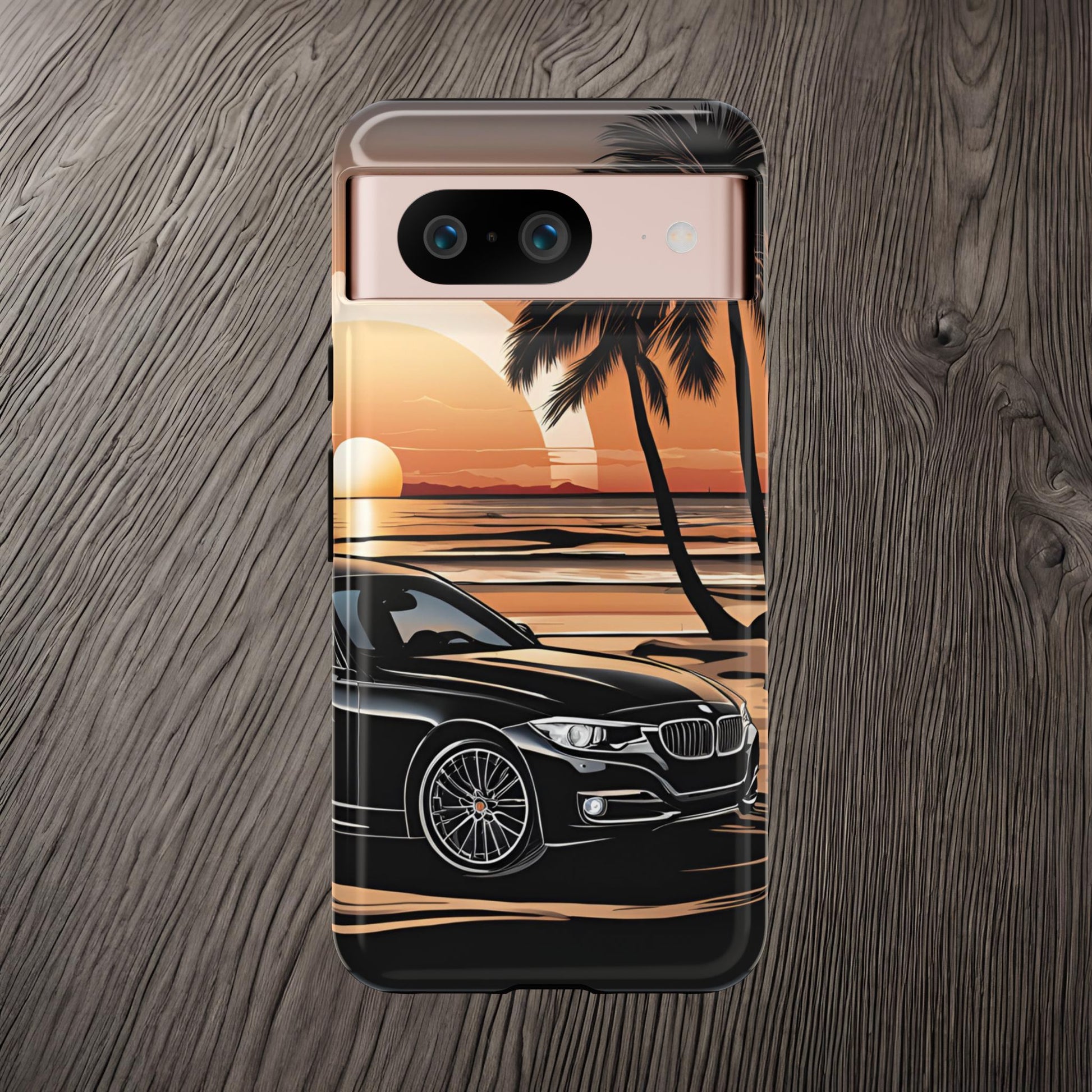 BMW Sunset On The Beach-Dual Layer Ultra Tough Phone Case Google Pixel 8 Glossy Printify by The Night Shift Automotive Apparel