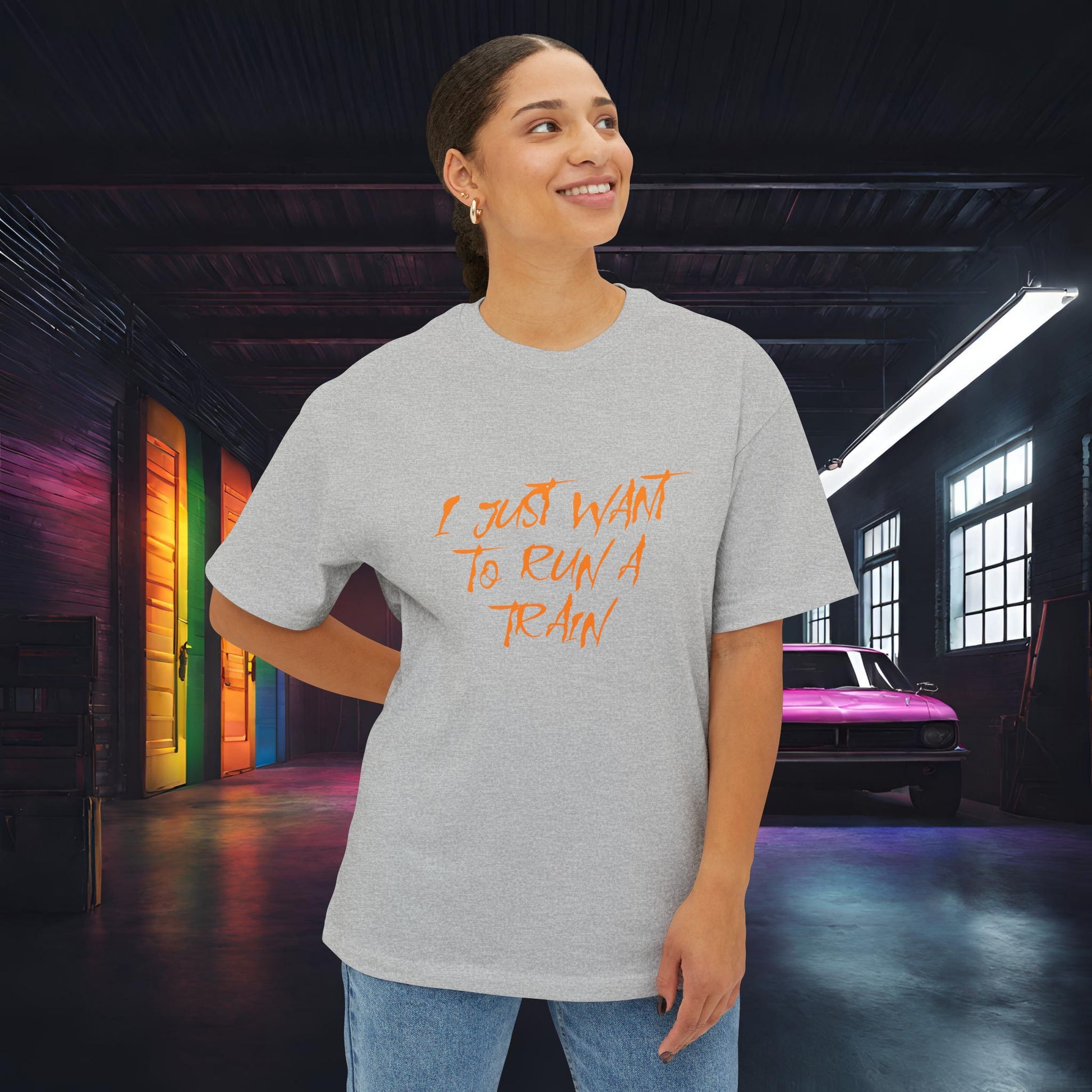 I Just Want To Run A Train-Premium, Ultra Soft Unisex Oversized Boxy Tee Printify by The Night Shift Automotive Apparel
