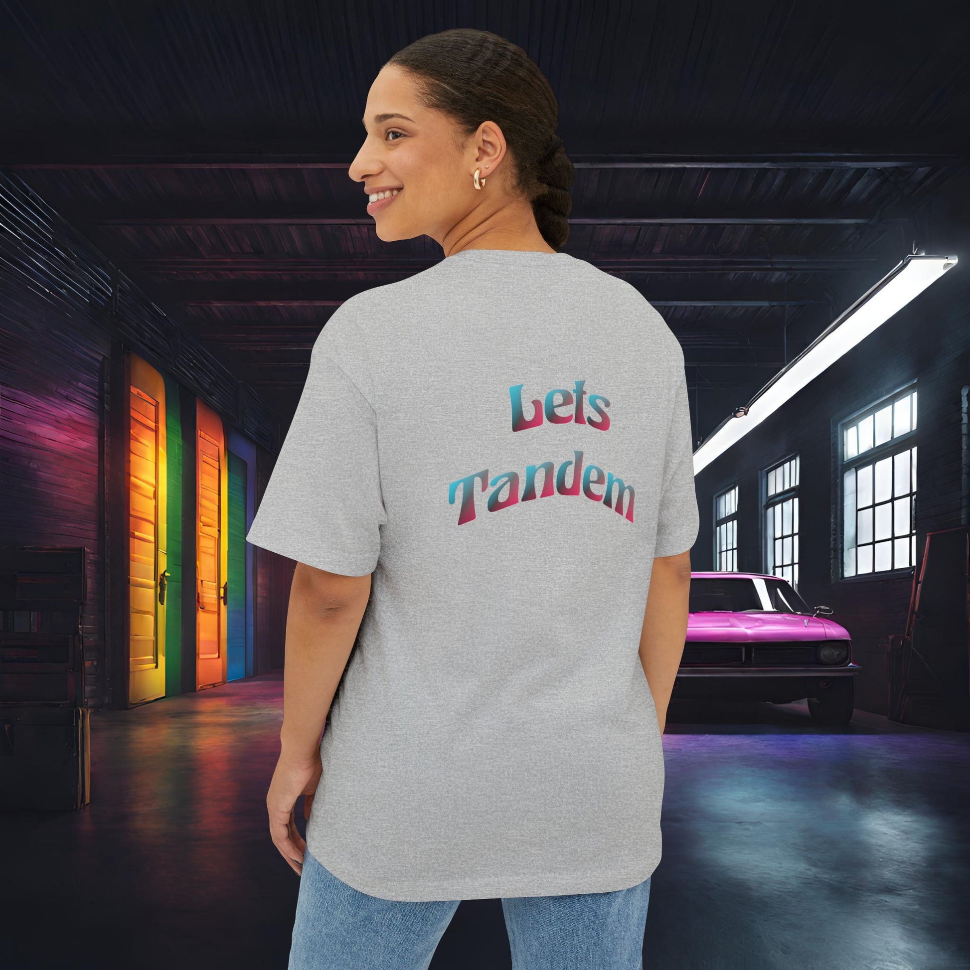 Lets Tandem-Premium, Ultra Soft, Unisex Oversized Boxy Tee Printify by The Night Shift Automotive Apparel
