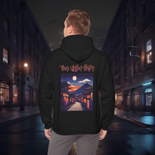 Volcanic Japanese Traditional Village-Ultra Soft, Premium Hoodie Black Printify by The Night Shift Automotive Apparel