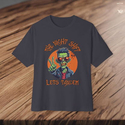 Lets Tandem Drift Zombie Logo-Premium, Ultra Soft Unisex Oversized Boxy Tee Printify by The Night Shift Automotive Apparel