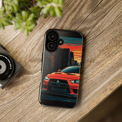 Mitsubishi Evo X Street Life-Dual Layer Ultra Tough Phone Case iPhone 16 Glossy Printify by The Night Shift Automotive Apparel