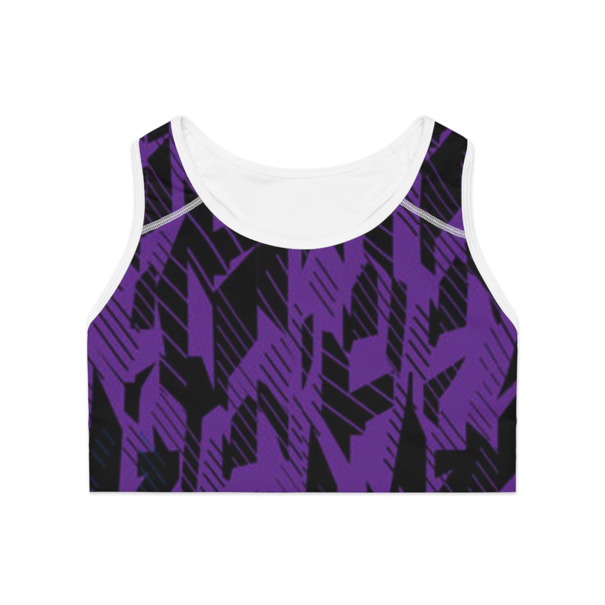 Women's Sports Bra White stitching Printify by The Night Shift Automotive Apparel