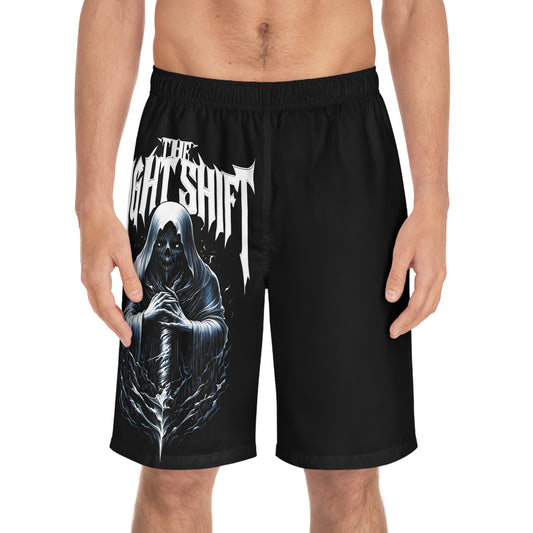 The Night Shift - Men's Relaxed Fit Board Shorts Seam thread color automatically matched to design Printify by The Night Shift Automotive Apparel