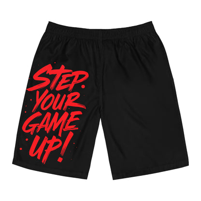 Step Your Game Up - Men's Relaxed Fit Board Shorts Printify by The Night Shift Automotive Apparel