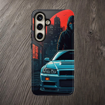 Nissan Skyline R34 Street Life-Dual Layer Ultra Tough Phone Case Samsung Galaxy S24 Glossy Printify by The Night Shift Automotive Apparel