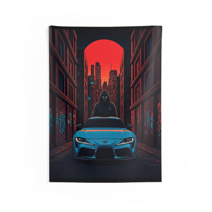 MK-V Toyota Supra Indoor Wall Tapestries - Shop Banner 26" × 36" Printify by The Night Shift Automotive Apparel