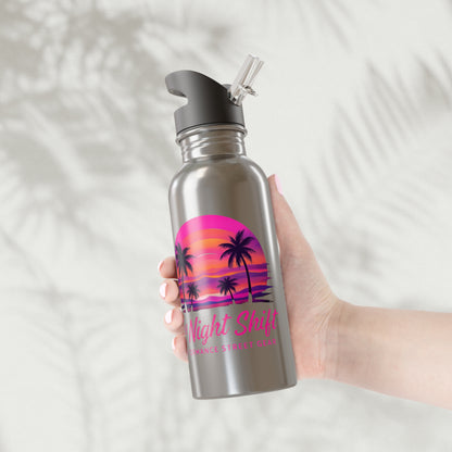 Stainless Steel Water Bottle With Straw, 20oz Printify by The Night Shift Automotive Apparel