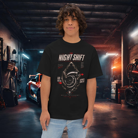 Air Goes In Happiness Comes Out-Premium, Ultra Soft Unisex Oversized Boxy Tee Black Printify by The Night Shift Automotive Apparel