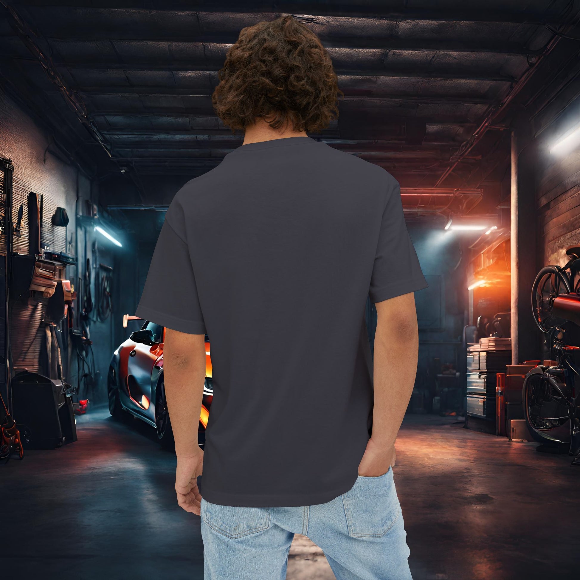 Mercedes Benz 190E Evo II-Premium, Ultra Soft Unisex Oversized Boxy Tee Dark Grey Printify by The Night Shift Automotive Apparel