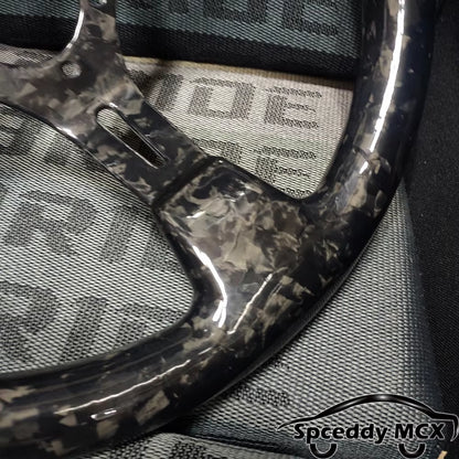 Real Forged Carbon Fiber 340mm Steering Wheel The Night Shift Performance Street Gear by The Night Shift Automotive Apparel