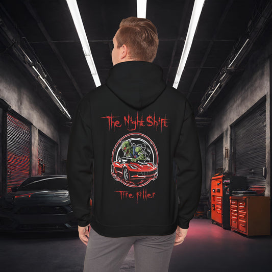 Tire Killer Zombie Corvette-Ultra Soft, Premium Hoodie Black Printify by The Night Shift Automotive Apparel