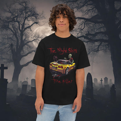 Tire Killer Zombie Corvette-Premium, Ultra Soft Unisex Oversized Boxy Tee Black Printify by The Night Shift Automotive Apparel