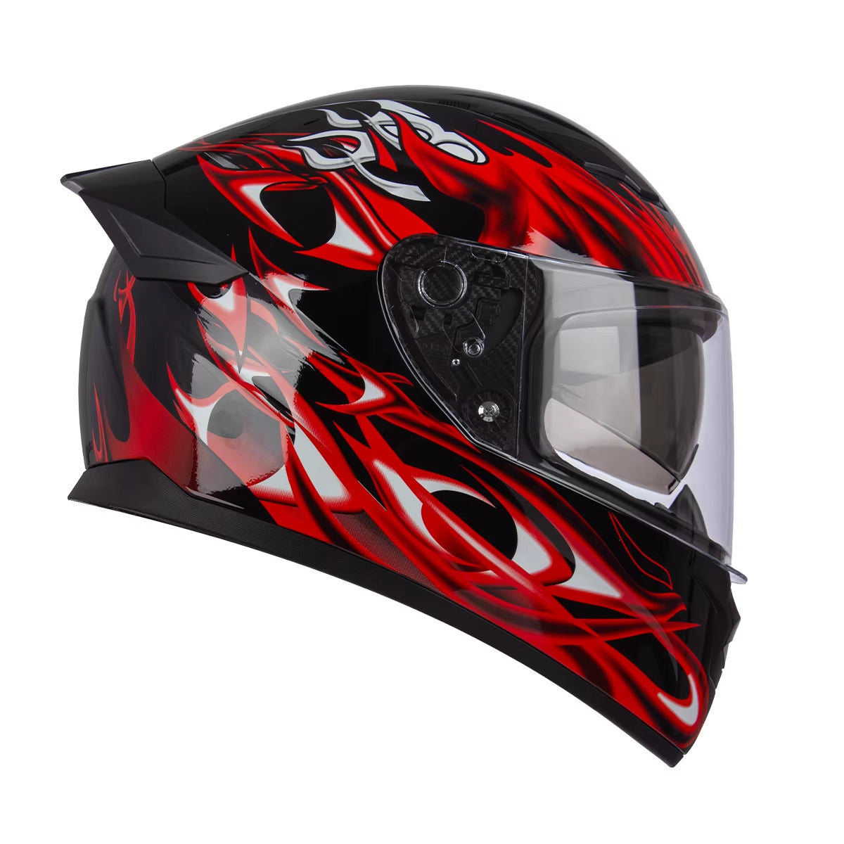 Crown Racing Full Face Motorcycle Helmet With Built in Sun Visor and Clear Outer Visor The Night Shift Performance Street Gear by The Night Shift Automotive Apparel