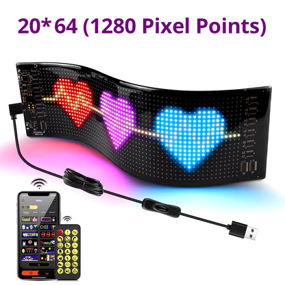Customizable LED Bluetooth Stick On Matrix Pixel Panel Usb 5V 2A 20X64 Leds 10X35Cm The Night Shift Performance Street Gear by The Night Shift Automotive Apparel