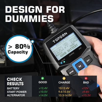 TOPDON BT100 12V Car Battery-Digital Automotive Diagnostic Battery Tester The Night Shift Performance Street Gear by The Night Shift Automotive Apparel