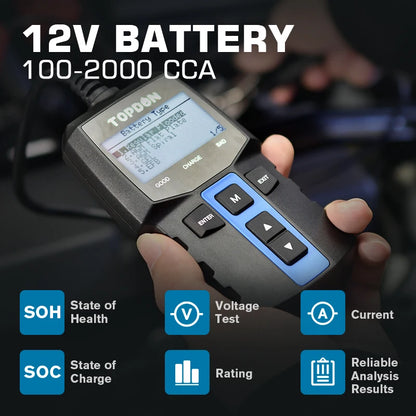 TOPDON BT100 12V Car Battery-Digital Automotive Diagnostic Battery Tester The Night Shift Performance Street Gear by The Night Shift Automotive Apparel
