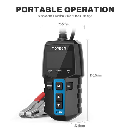 TOPDON BT100 12V Car Battery-Digital Automotive Diagnostic Battery Tester The Night Shift Performance Street Gear by The Night Shift Automotive Apparel