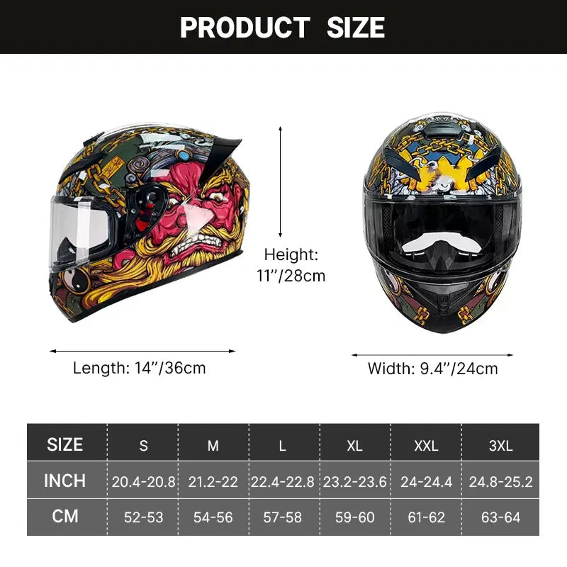 BIKE Adult Full Face Motorcycle/Racing Helmets-DOT Approved