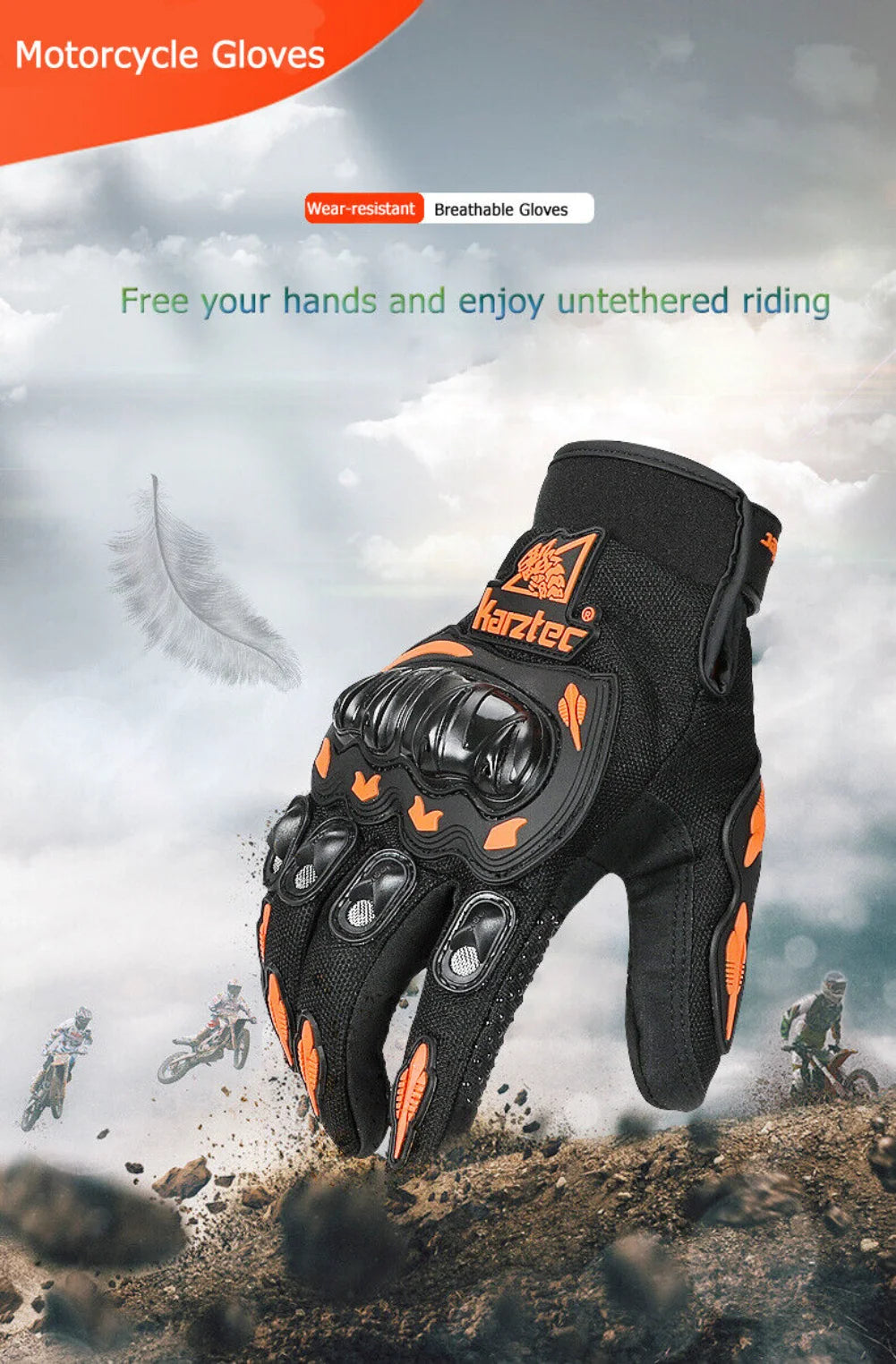 Karztec Racing/Motorcycle Riding Gloves Full-Finger Touch Screen Compatible