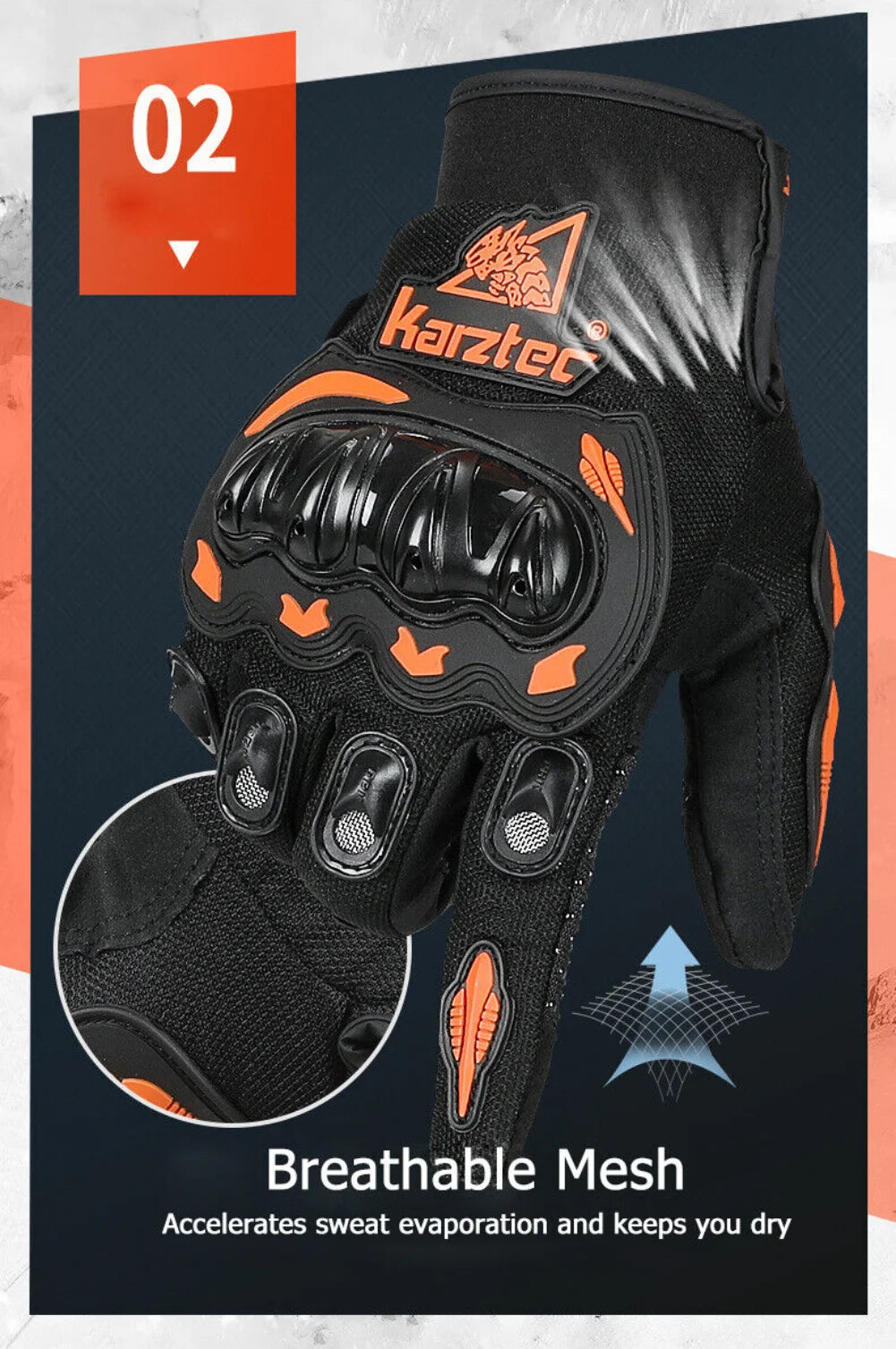 Karztec Racing/Motorcycle Riding Gloves Full-Finger Touch Screen Compatible