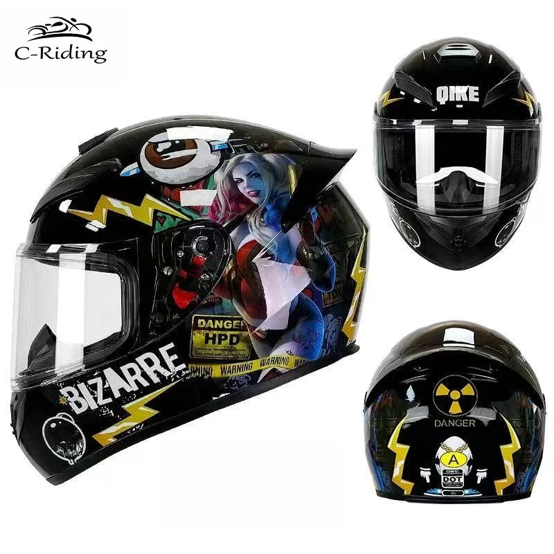 BIKE Adult Full Face Motorcycle/Racing Helmets-DOT Approved