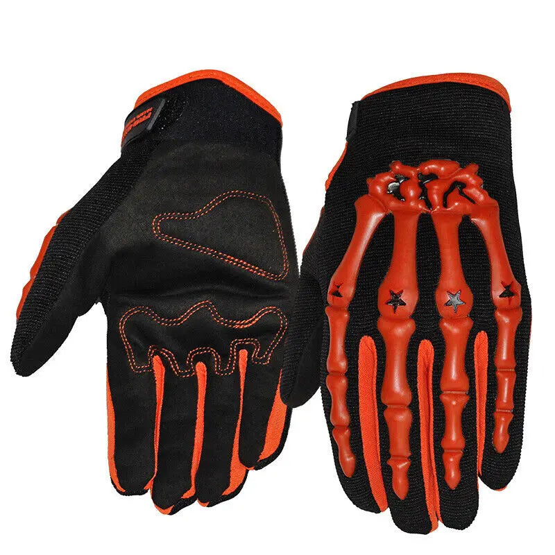 Racing/Motorcycle Riding Gloves Full Finger Skeleton Orange The Night Shift Performance Street Gear by The Night Shift Automotive Apparel