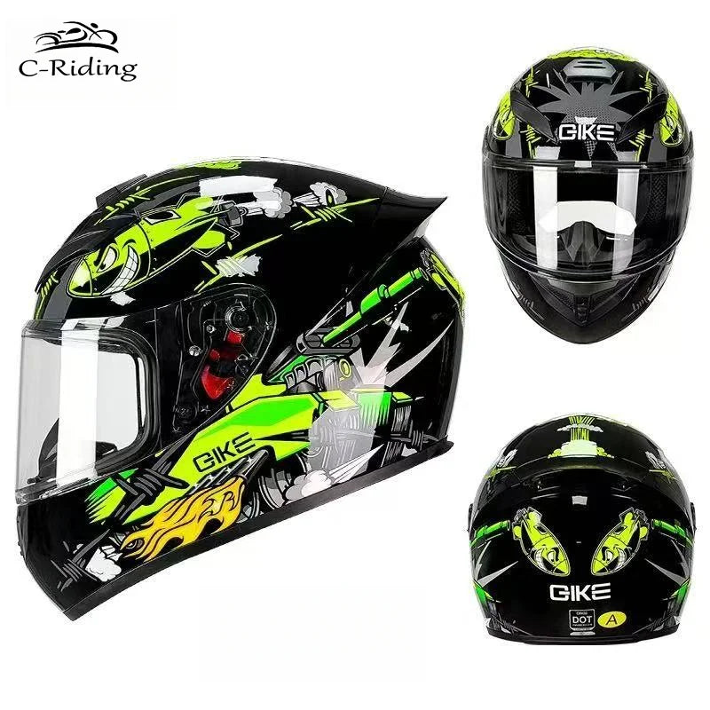 BIKE Adult Full Face Motorcycle/Racing Helmets-DOT Approved