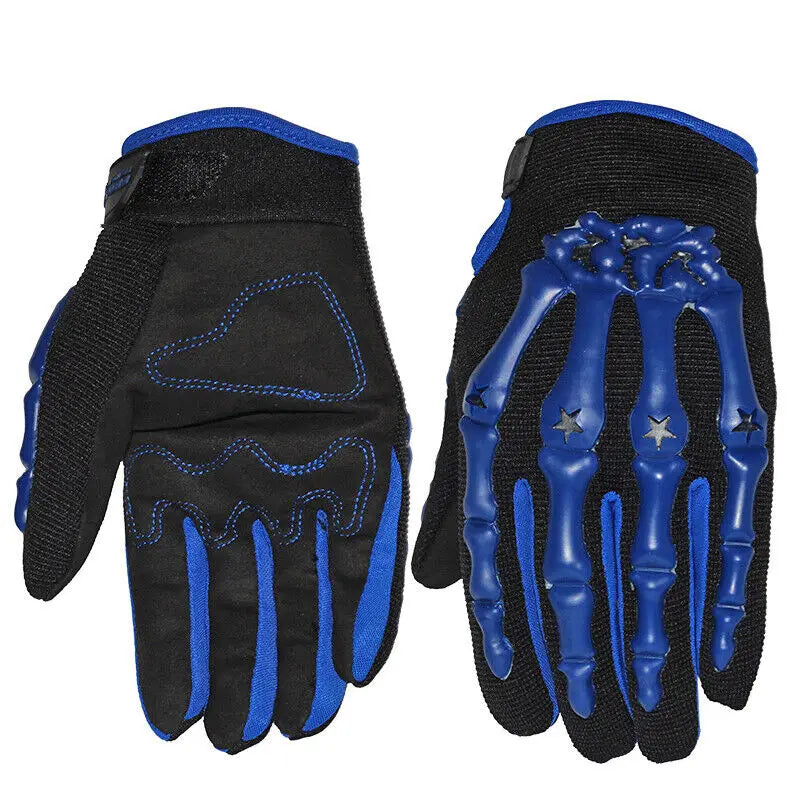 Racing/Motorcycle Riding Gloves Full Finger Skeleton Blue The Night Shift Performance Street Gear by The Night Shift Automotive Apparel