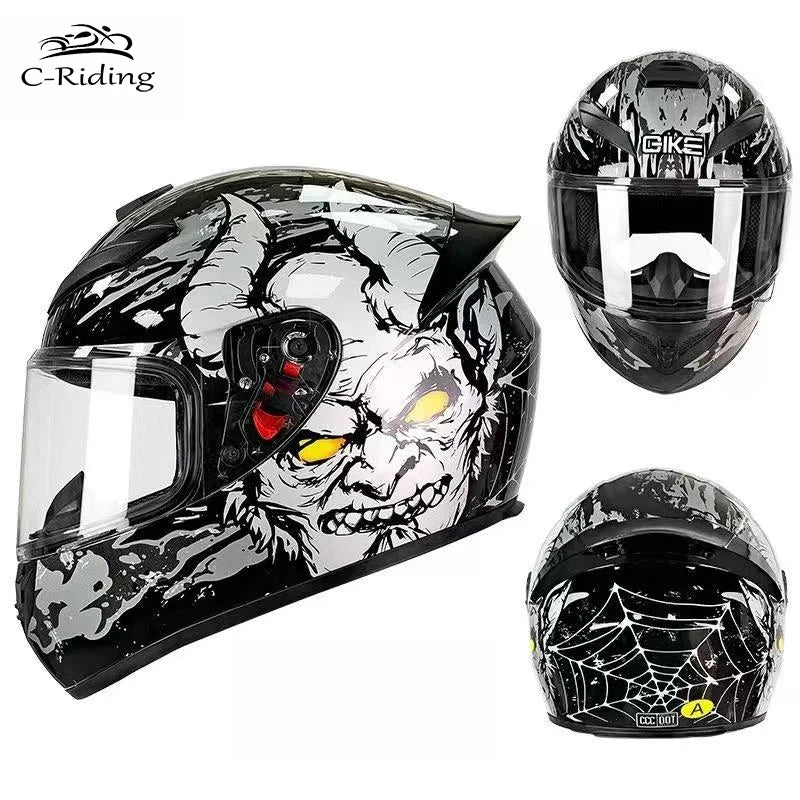 BIKE Adult Full Face Motorcycle/Racing Helmets-DOT Approved