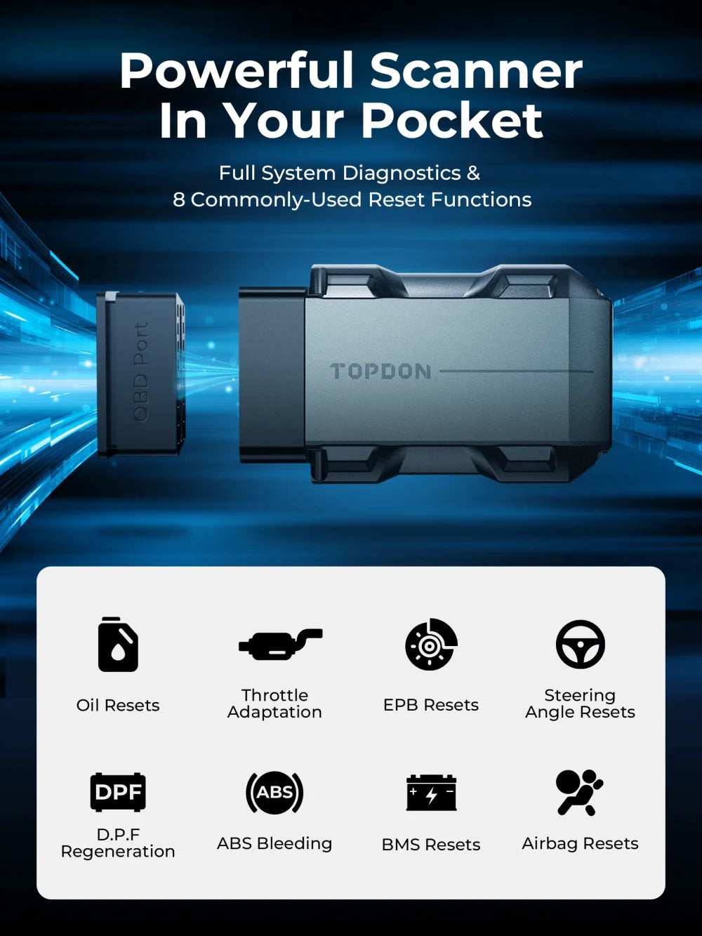 TOPDON Topscan Lite Smart Diagnostic Scan Tool-Bluetooth Phone OBD2 Code Reader Topdon by The Night Shift Automotive Apparel