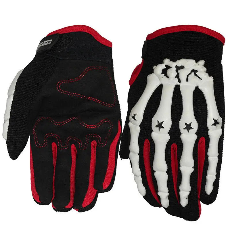 Racing/Motorcycle Riding Gloves Full Finger Skeleton White The Night Shift Performance Street Gear by The Night Shift Automotive Apparel
