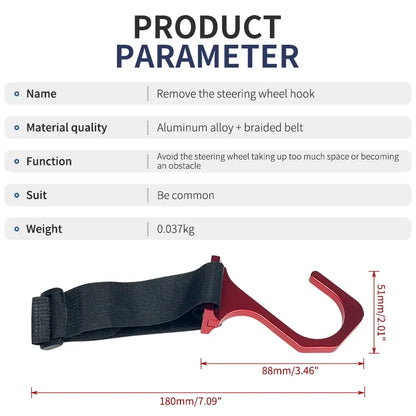 Aluminum Steering Wheel Hook with Adjustable Nylon Strap The Night Shift Performance Street Gear by The Night Shift Automotive Apparel